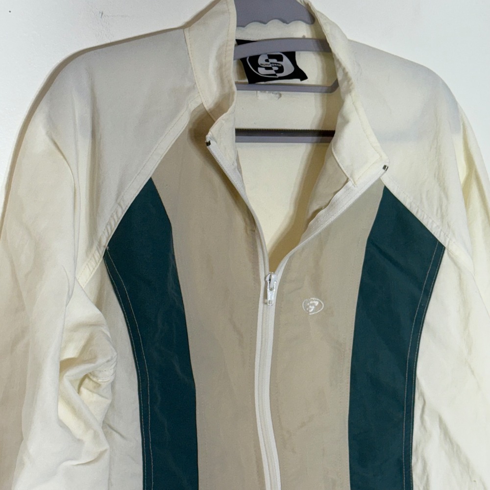 EUC Surfstyle Cropped Track Jacket Color block Zip Up Women's Outerwear Size M/L - Picture 3 of 5